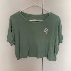 PINK cropped tee with flower